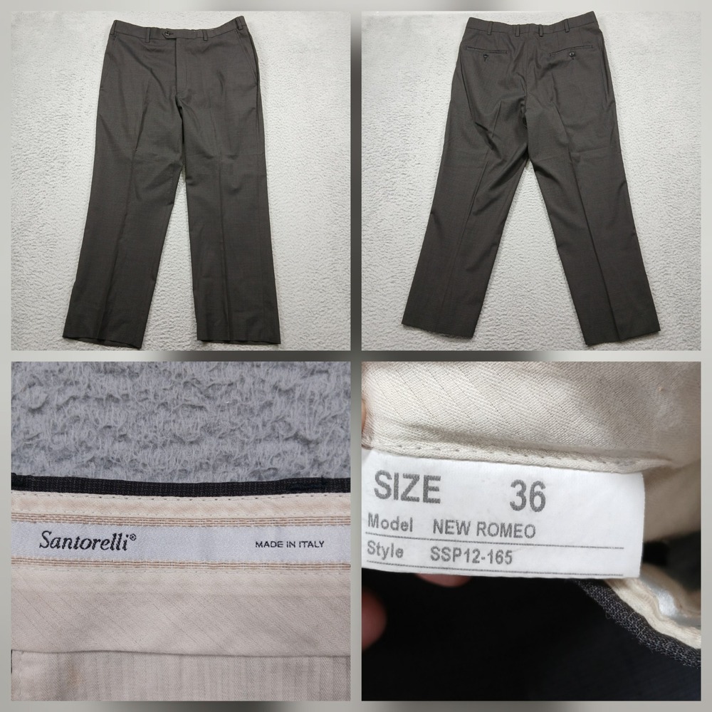 Santorelli Wool Dress Pants Mens 36 Brown Made in‎ Italy New Romeo